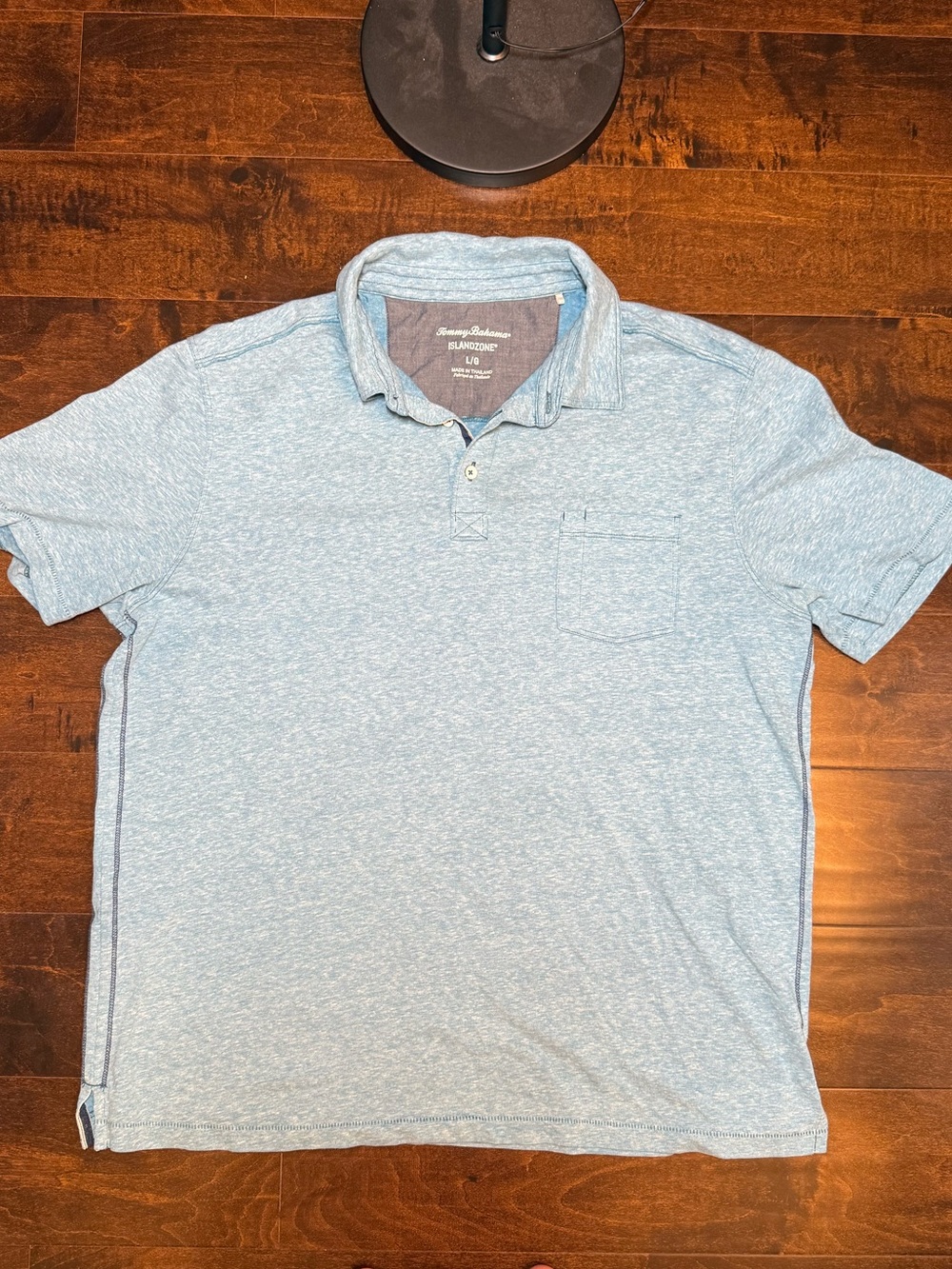 Tommy Bahama Light Heather Blue Polo with Chest Pocket